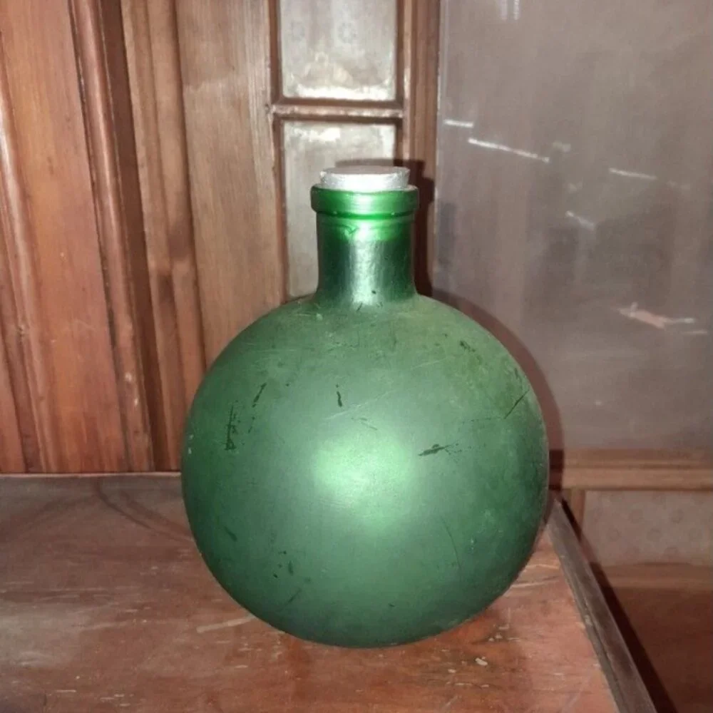Green Marble Tealight Candle Holder AND Glass Bottle